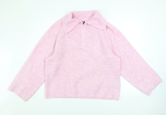 Womens UK Size 12 H&M Pink Half Zip Jumper