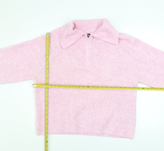 Womens UK Size 12 H&M Pink Half Zip Jumper