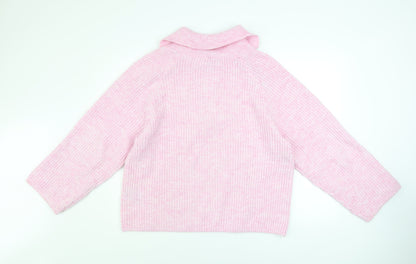 Womens UK Size 12 H&M Pink Half Zip Jumper