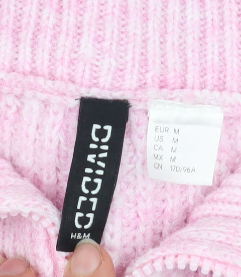 Womens UK Size 12 H&M Pink Half Zip Jumper