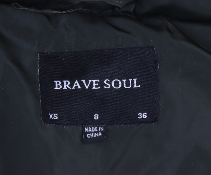 Womens UK Size 8 Brave Soul Green Puffer Jacket