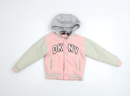 Girls UK Size 5-6 Years DKNY Pink Varsity Jacket