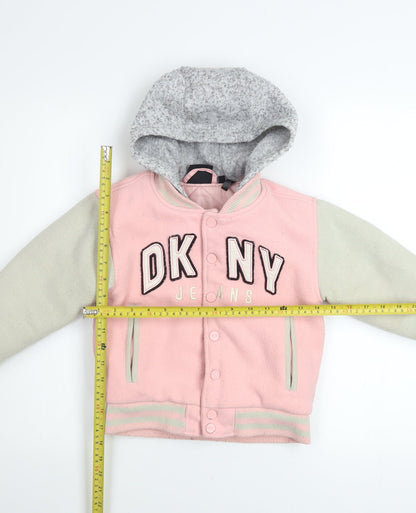 Girls UK Size 5-6 Years DKNY Pink Varsity Jacket