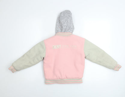 Girls UK Size 5-6 Years DKNY Pink Varsity Jacket