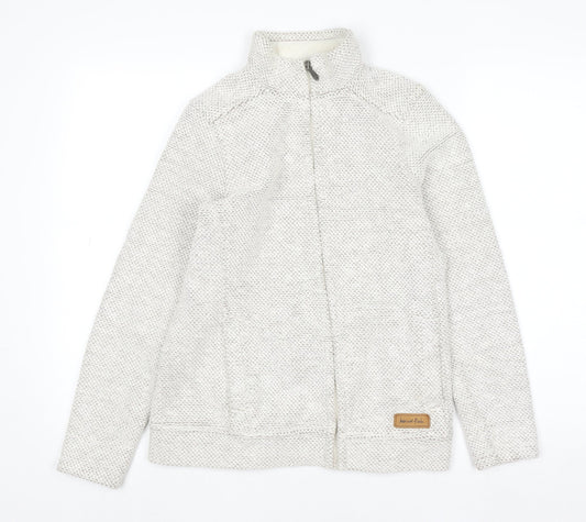 Weird Fish Women's Beige Size 10 Full Zip High Neck Knit Jumper