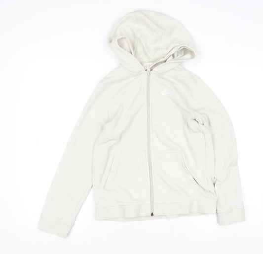 Womens UK Size M Nike Beige Full Zip Hoodie