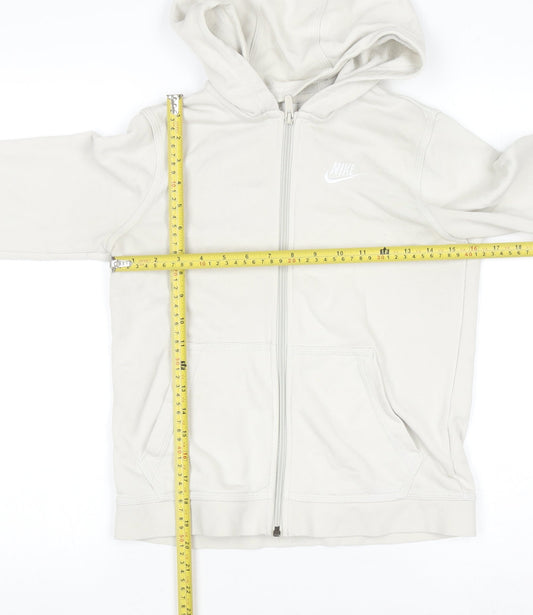 Womens UK Size M Nike Beige Full Zip Hoodie