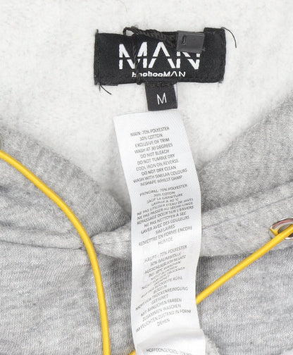 Mens UK Size M boohooMAN Grey Pullover Hoodie