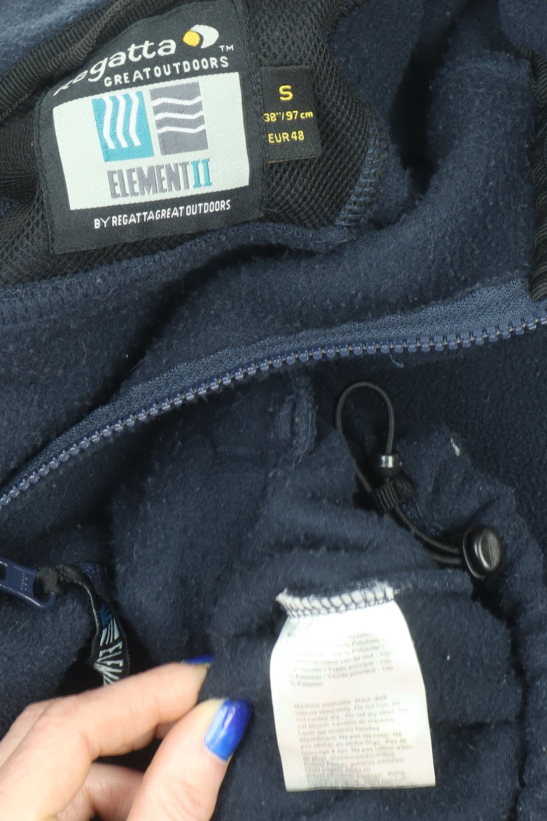 Mens UK Size S Regatta Blue Full Zip Sweatshirt