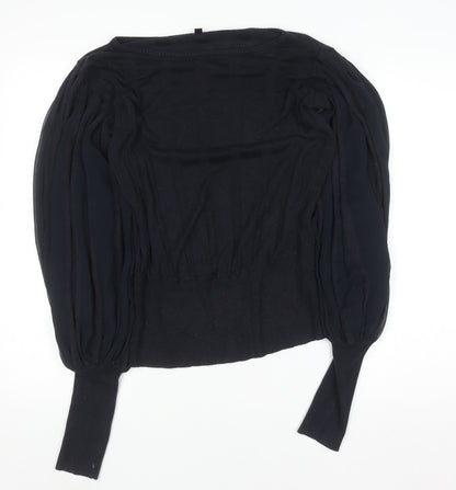 Womens UK Size 14 Full Circle Black Tunic Blouse