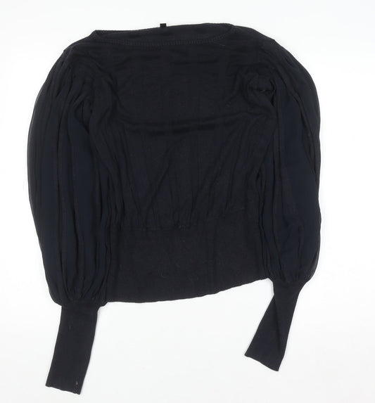 Womens UK Size 14 Full Circle Black Tunic Blouse