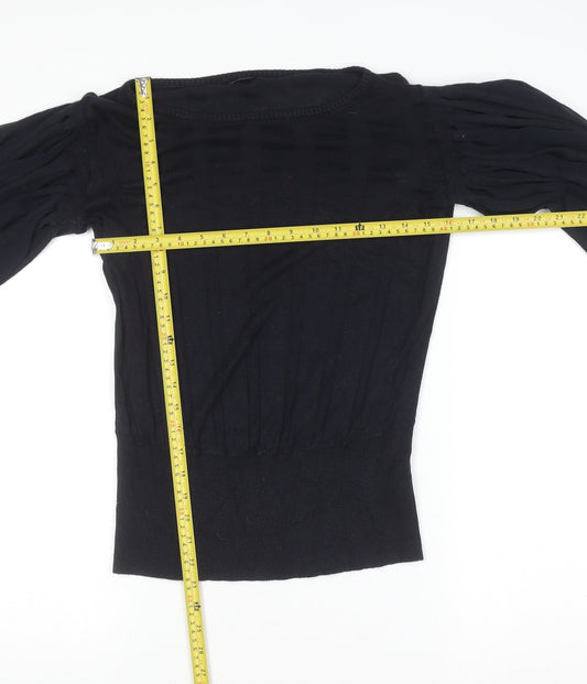 Womens UK Size 14 Full Circle Black Tunic Blouse