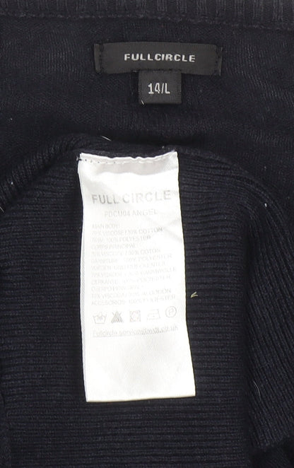 Womens UK Size 14 Full Circle Black Tunic Blouse