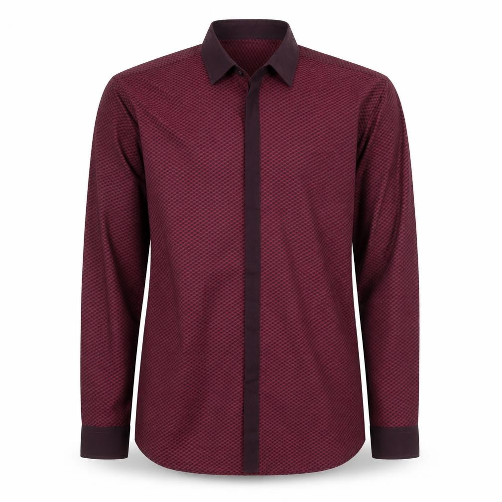 Next Men’s Red Geometric Long Sleeve Button-Up Shirt Size 17 Regular
