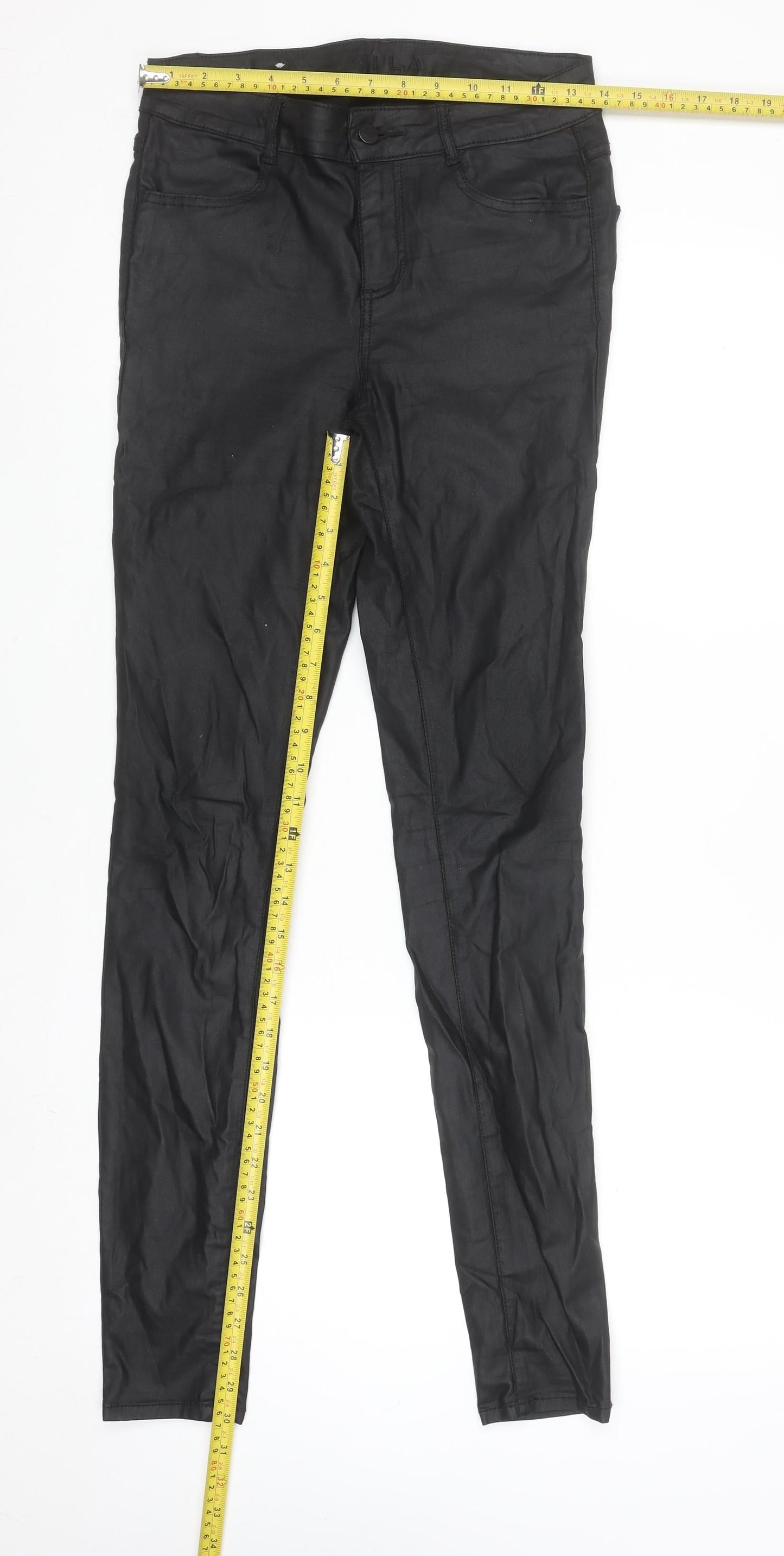 Womens UK Size M VILA Slim Fit Jegging Black Trousers