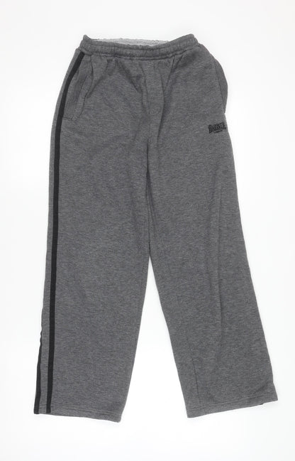 Lonsdale Boys Grey Track Pants 11-12 Years Fleece Regular Fit Joggers