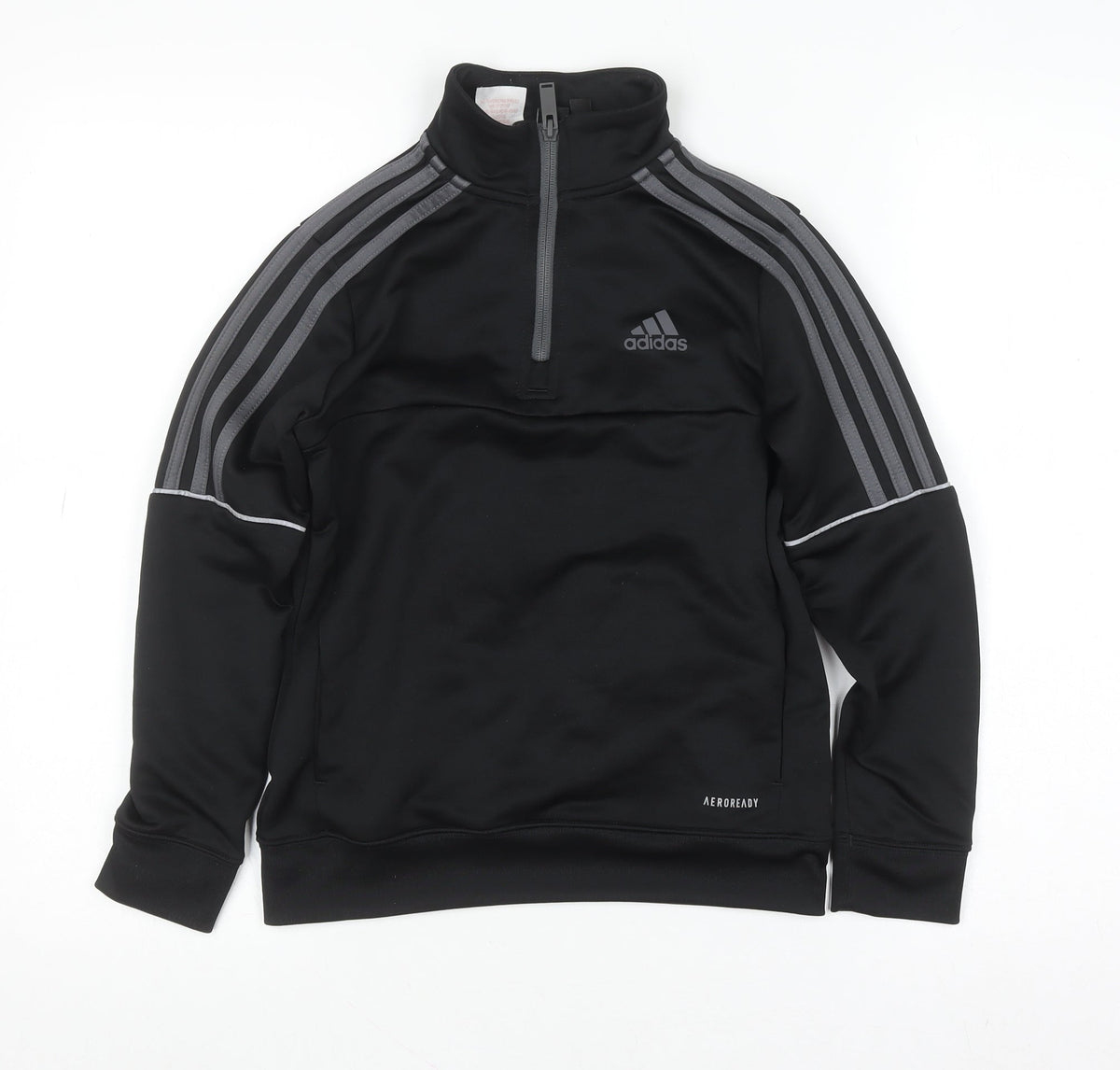 Adidas Boys Black 9-10 Years 1/4 Zip Pullover Sweatshirt