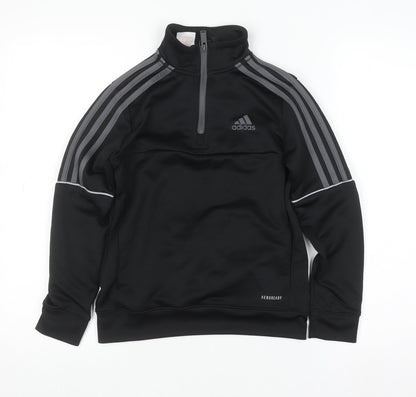 Adidas Boys Black 9-10 Years 1/4 Zip Pullover Sweatshirt