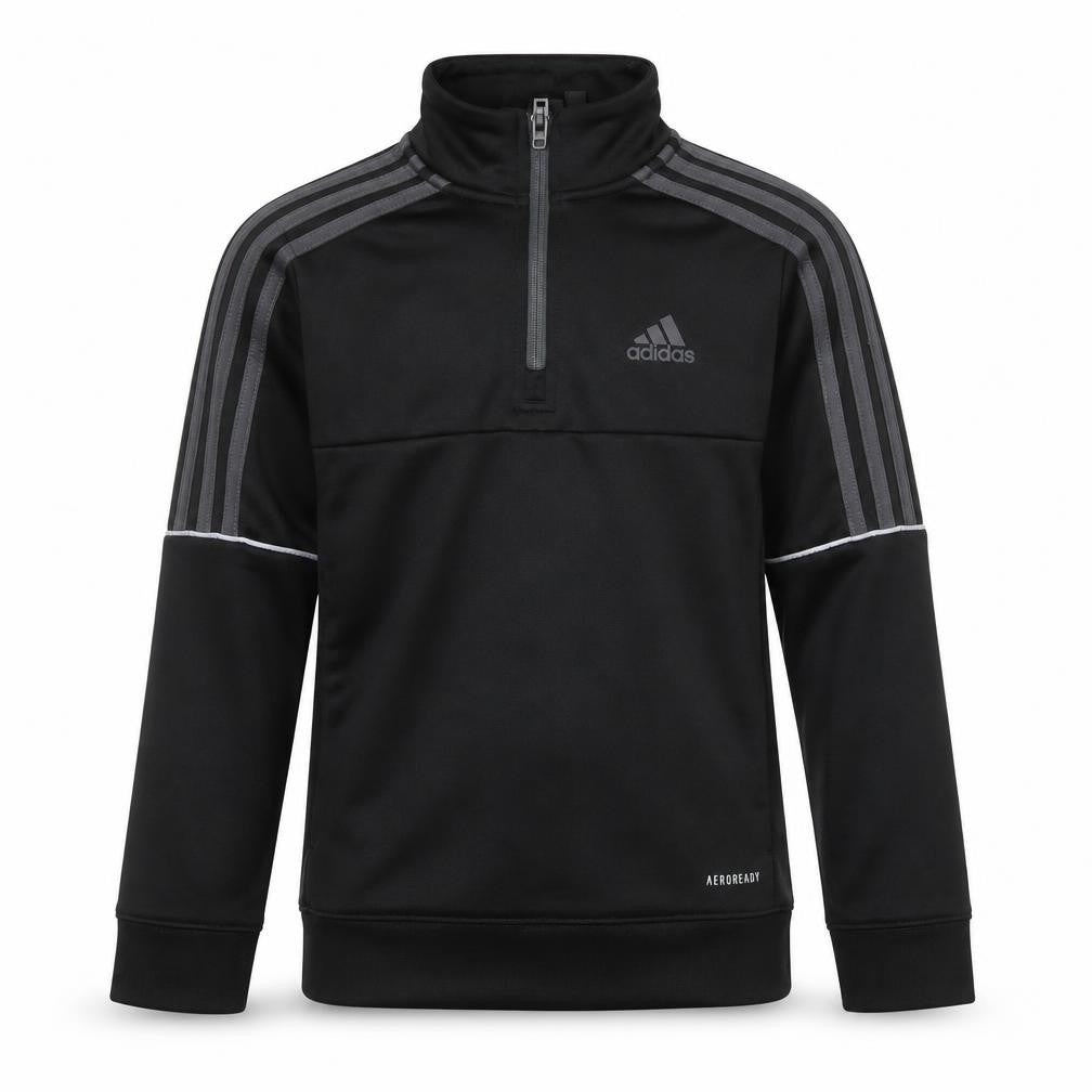 Adidas Boys Black 9-10 Years 1/4 Zip Pullover Sweatshirt