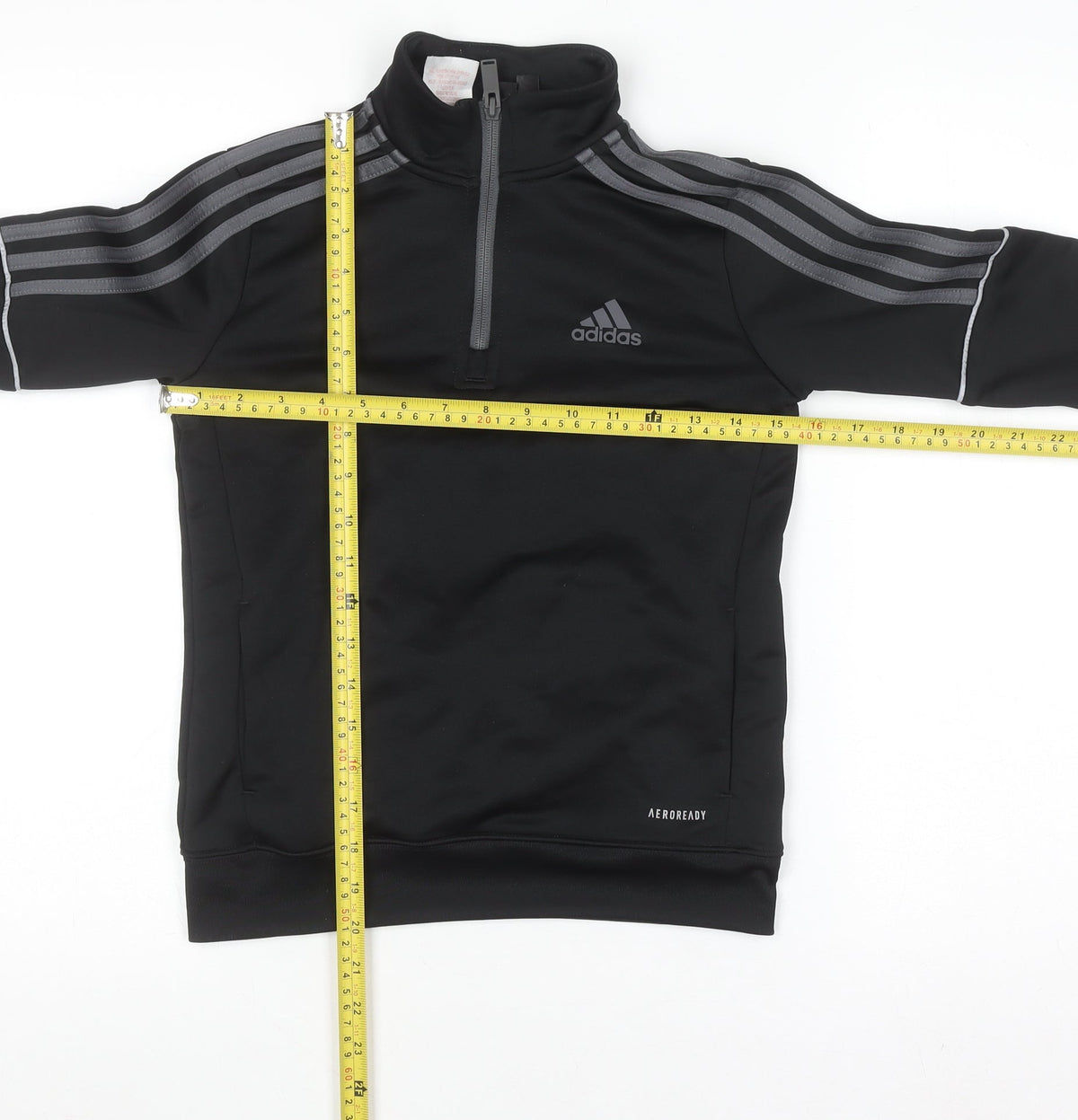 Adidas Boys Black 9-10 Years 1/4 Zip Pullover Sweatshirt