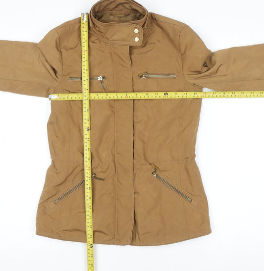 Womens UK Size 8 Zara Brown Quilted Coat