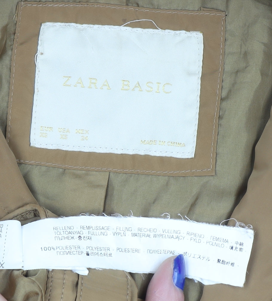 Womens UK Size 8 Zara Brown Quilted Coat