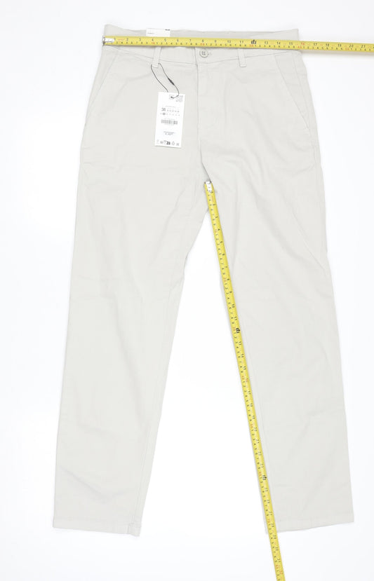 Zara Men’s Beige Slim Fit Chino Trousers Size 30in Cotton Stretch