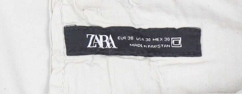 Zara Men’s Beige Slim Fit Chino Trousers Size 30in Cotton Stretch