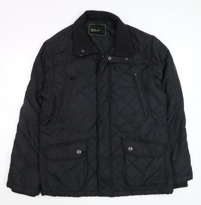 Paul Berman Men's Black Quilted Mid-Length Jacket M Polyester Lined