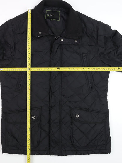 Paul Berman Men's Black Quilted Mid-Length Jacket M Polyester Lined