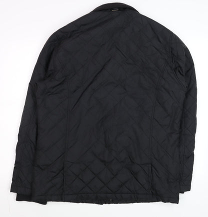 Paul Berman Men's Black Quilted Mid-Length Jacket M Polyester Lined