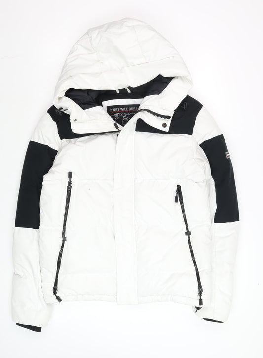 Mens UK Size S Kings Will Dream White Puffer Jacket
