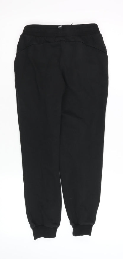 Puma Boys Black Jogger Trousers 11-12 Years Cotton Blend Fleece Pants