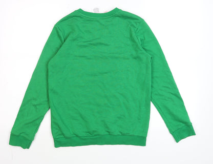 Adidas Boys Green Crew Neck Pullover Sweatshirt 11-12 Years