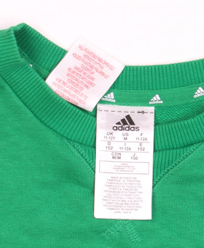 Adidas Boys Green Crew Neck Pullover Sweatshirt 11-12 Years