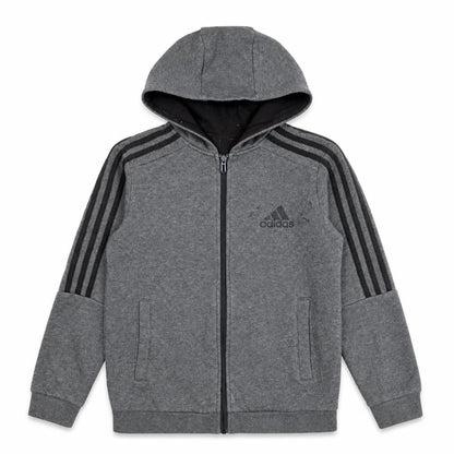 Adidas Boys Grey Full Zip Hoodie 11-12 Years Sporty Cotton Blend