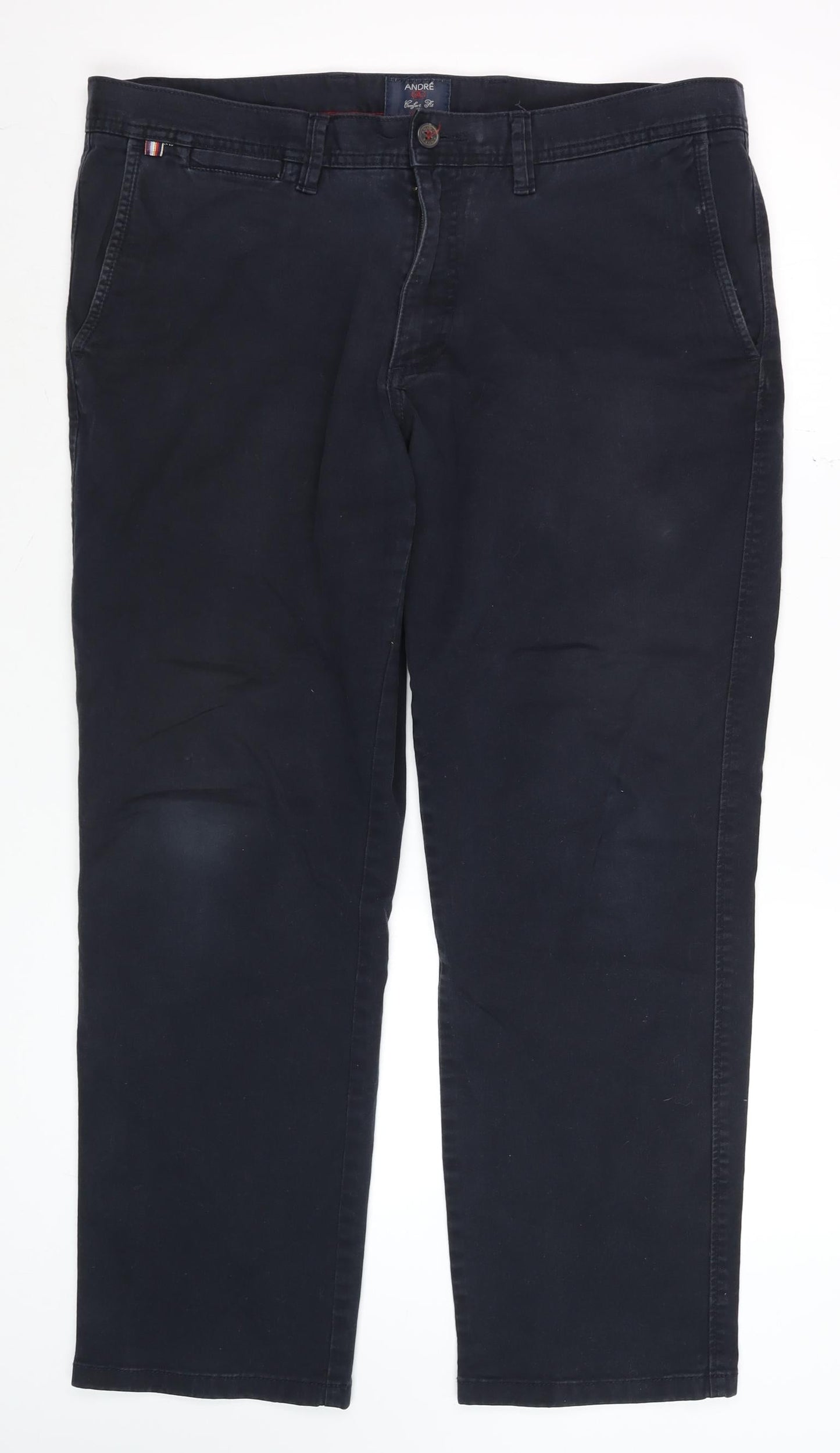 Mens UK Size 38S André Classic Fit Chino Black Trousers