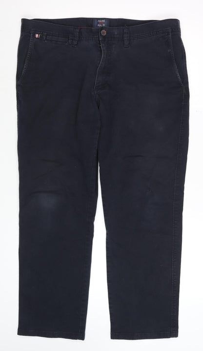 Mens UK Size 38S André Classic Fit Chino Black Trousers