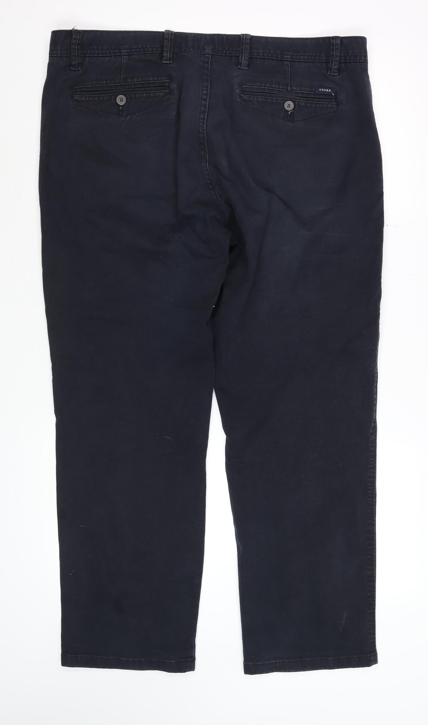 Mens UK Size 38S André Classic Fit Chino Black Trousers