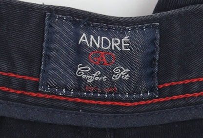 Mens UK Size 38S André Classic Fit Chino Black Trousers