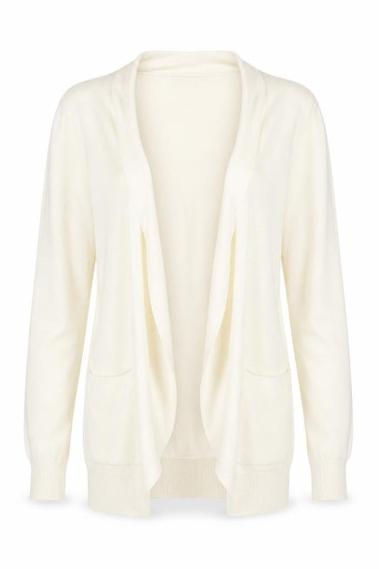 Front view of French Connection Women’s Ivory Long Sleeve Open Knit Cardigan L