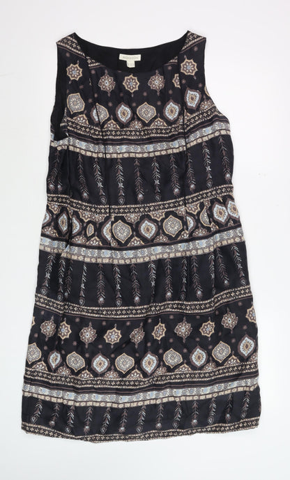 Monsoon Women's Black Geometric Boho Shift Dress Size 16