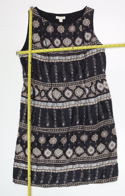 Monsoon Women's Black Geometric Boho Shift Dress Size 16