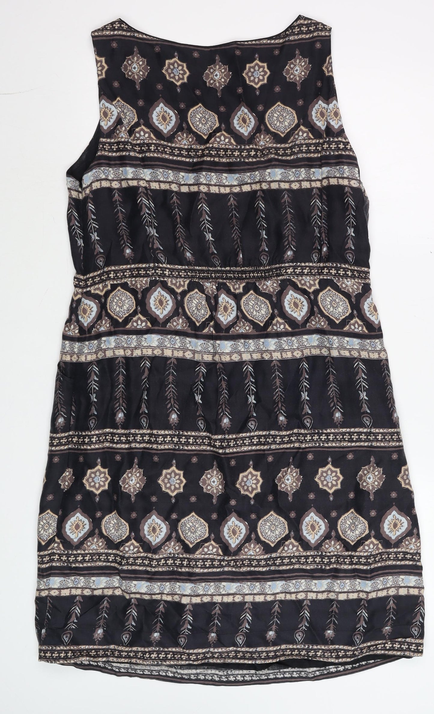Monsoon Women's Black Geometric Boho Shift Dress Size 16