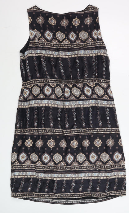 Monsoon Women's Black Geometric Boho Shift Dress Size 16