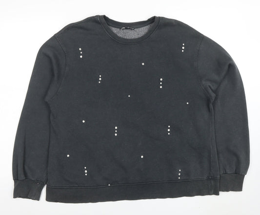 Womens UK Size M Zara Black Pullover Sweatshirt