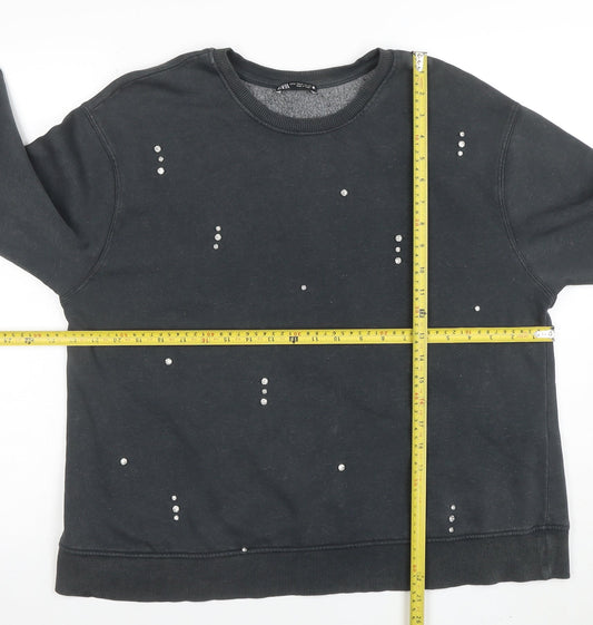 Womens UK Size M Zara Black Pullover Sweatshirt