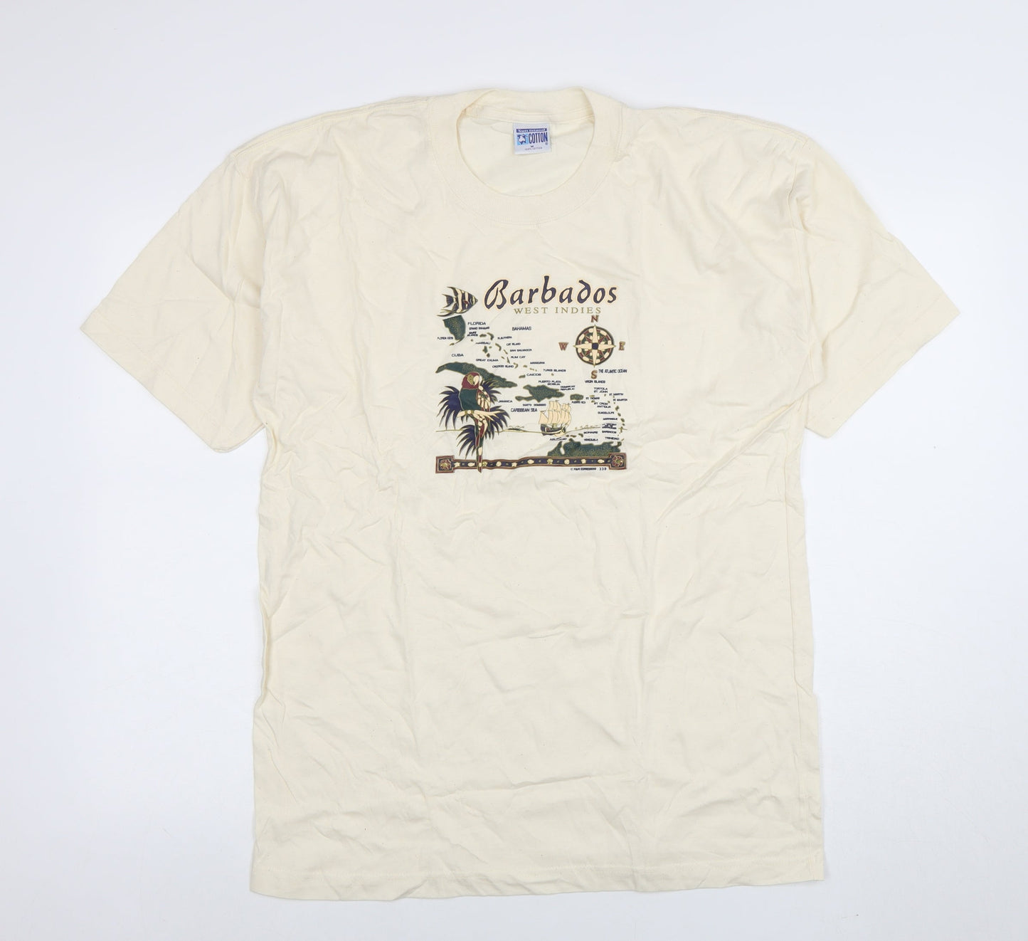 Mens UK Size M Twin Island Cotton Beige  T-Shirt