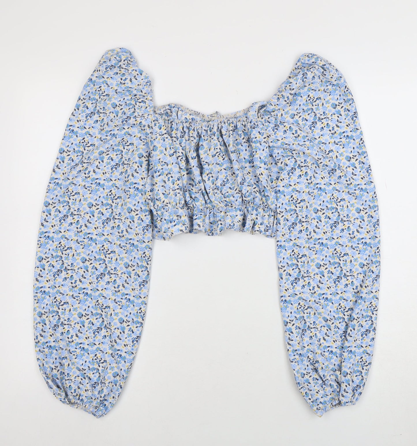 Womens UK Size 14 New Look Blue Cropped Blouse
