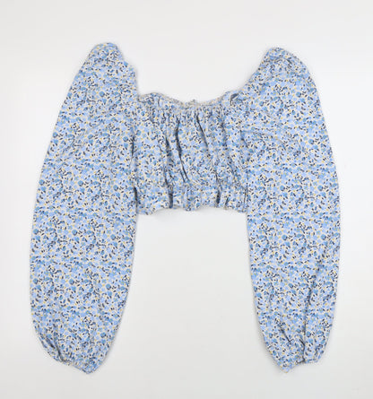 Womens UK Size 14 New Look Blue Cropped Blouse